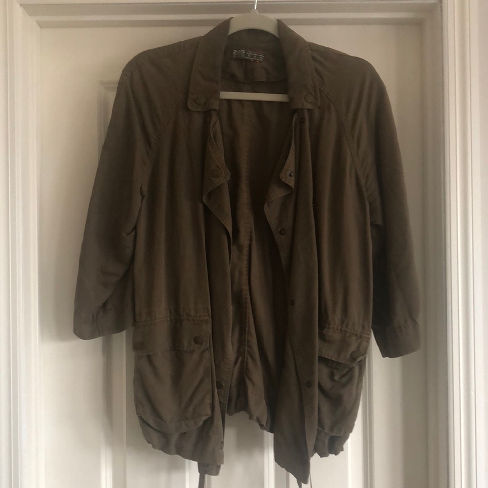Zara Drapey Casual 3/4 Sleeve Cargo Jacket